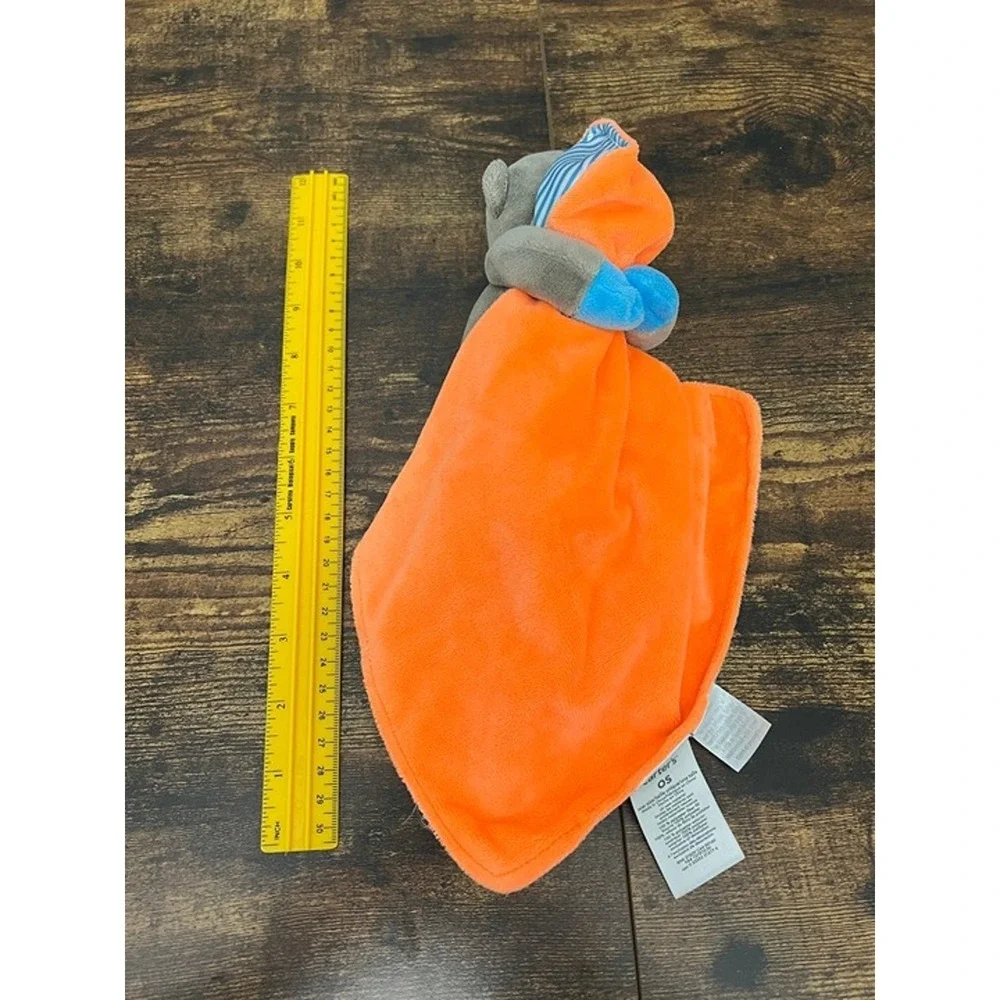 Carters Brown Monkey Plush Orange Blue Striped Security Blanket Lovey Toy